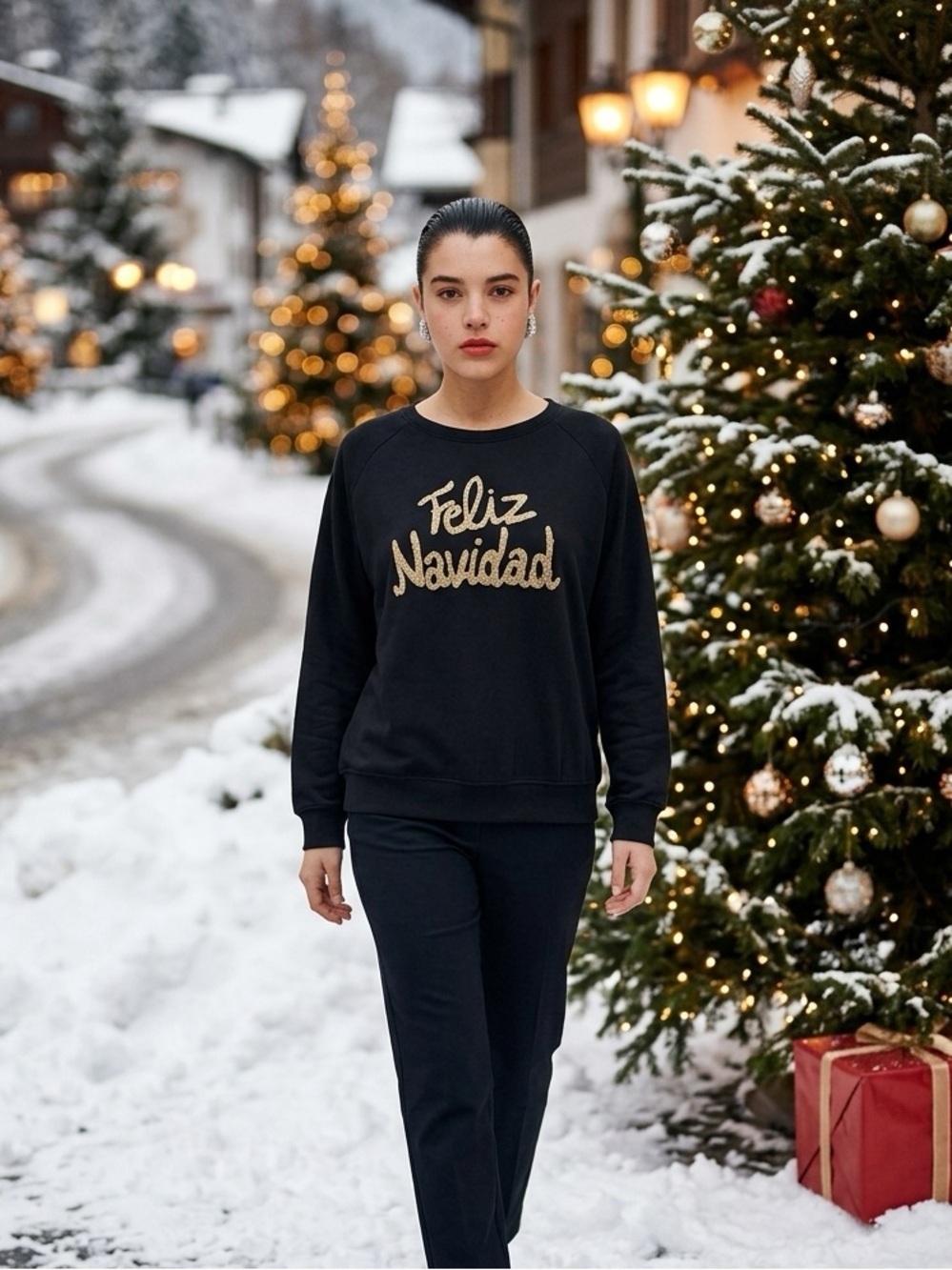 NWT Philosophy Women’s Black 'Feliz Navidad Sequence Sweatshirt - Size 3XL